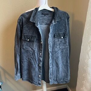 PACSUN grey corduroy button down long sleeve shirt | XL